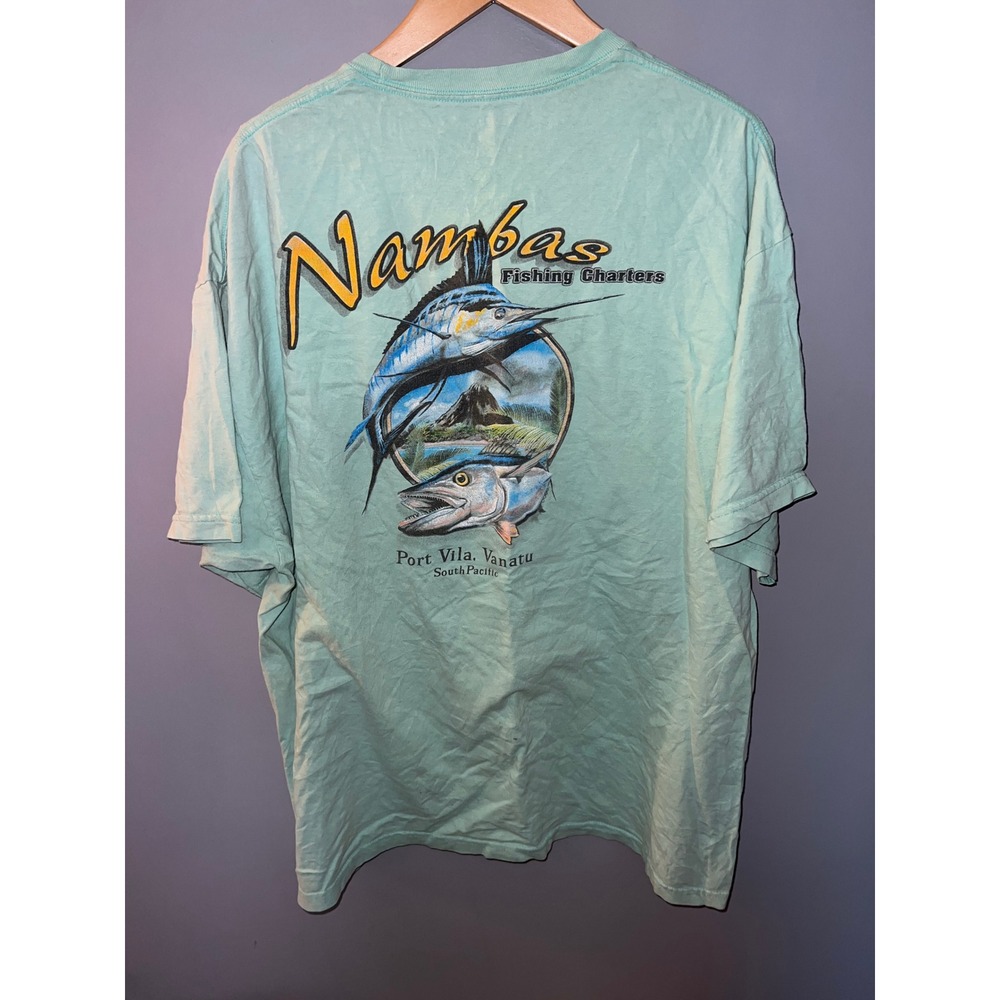 Red Tuna Shirt Club Nambas Fishing Charters Vanuatu Graphic Tee Seafoam 2XL Men